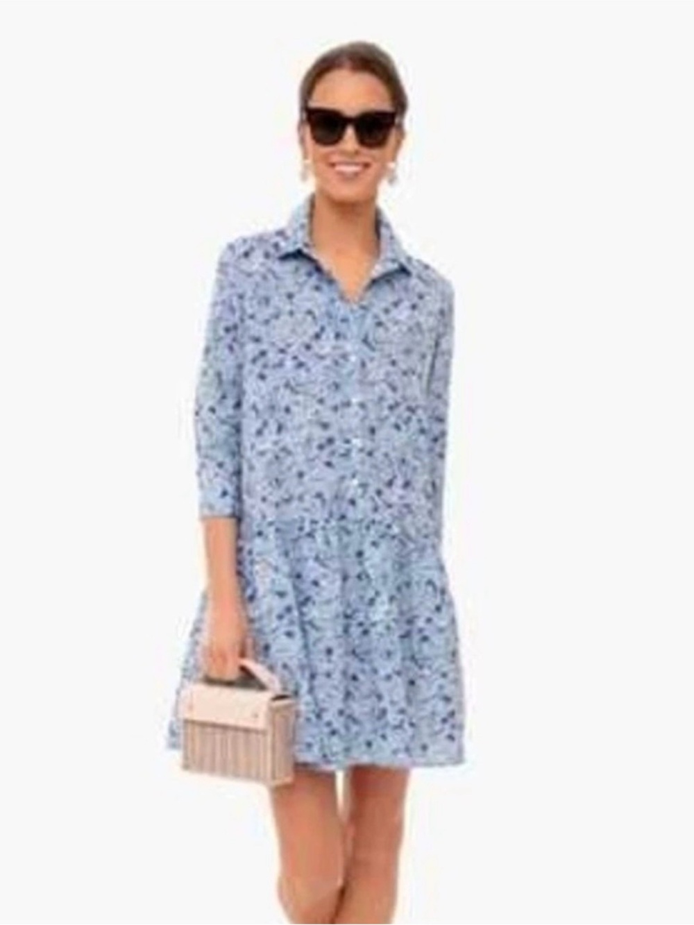 Tuckernuck Hayes Blue Hydrangea Shirt Dress Size M
